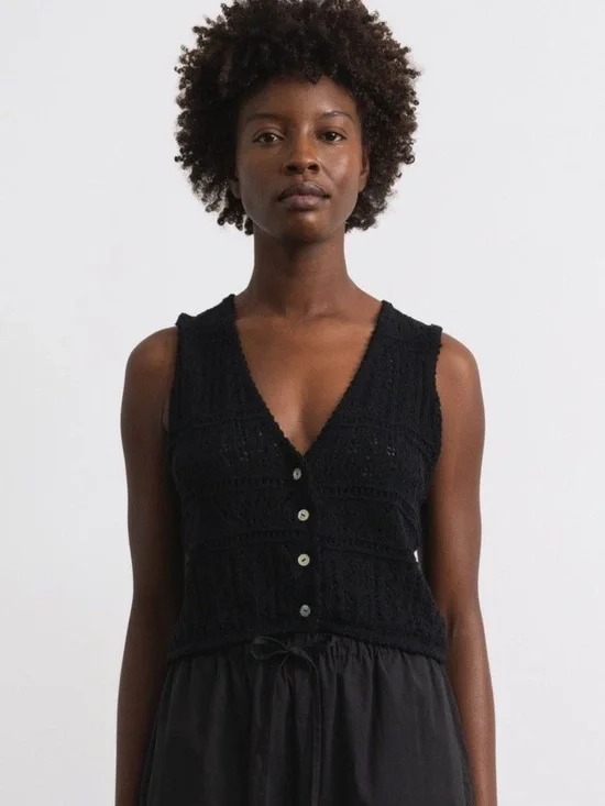 Ozma Caro Knit Vest Organic Cotton Boucle Black Medium - Picture 7 of 7